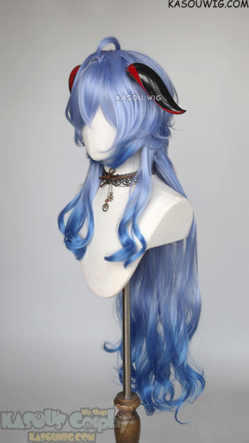 Genshin Impact Ganyu 100cm long wavy dyed blue ombre wig