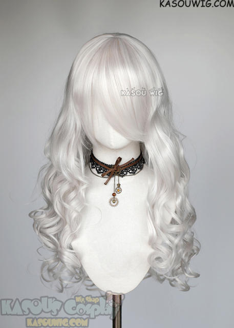 L-1 / KA002 silver white 75cm long curly wig