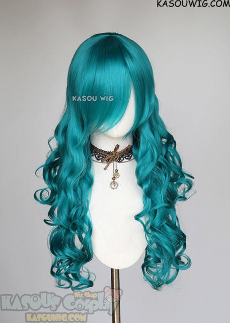 L-1 / KA063 pine green 75cm long curly wig