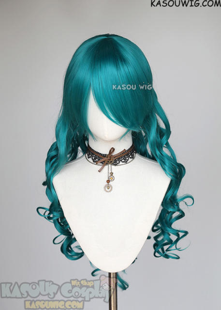 L-1 / KA063 pine green 75cm long curly wig