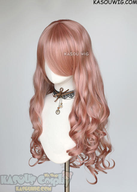 L-1 / KA037 dusty pink 75cm long curly wig