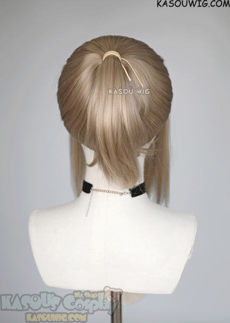 S-3 / KA015 ash blonde ponytail base wig with long bangs