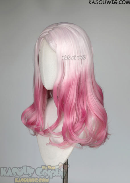 Fire Force/ Enen no Shouboutai Hibana 55cm medium length wavy dyed pink ombre wig