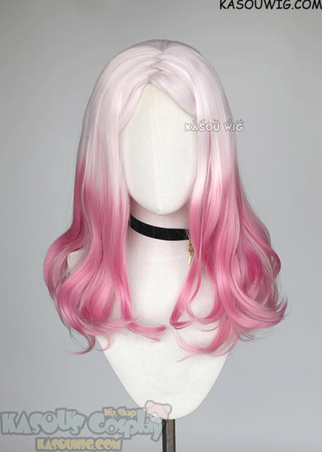 Fire Force/ Enen no Shouboutai Hibana 55cm medium length wavy dyed pink ombre wig