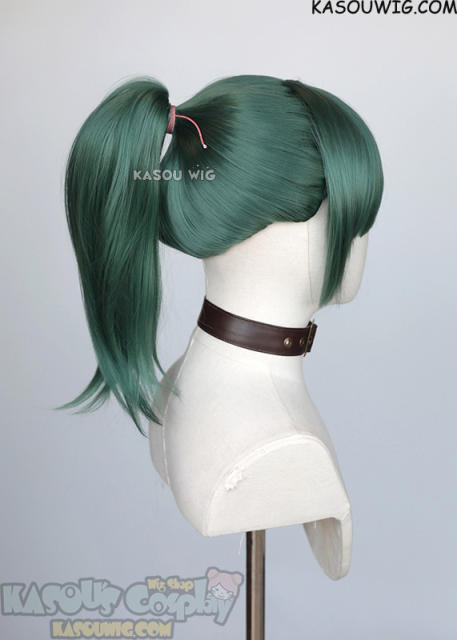Jujutsu Kaisen Maki Zenin green ponytail wig with blunt cut bangs