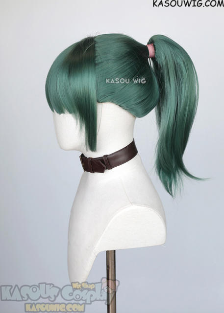 Jujutsu Kaisen Maki Zenin green ponytail wig with blunt cut bangs