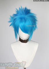 S-5 KA047 31cm/12.2" short blue spiky layered cosplay wig