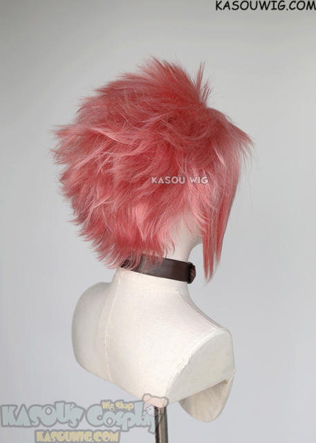 S-5 KA036 31cm/12.2" short rose pink spiky layered cosplay wig