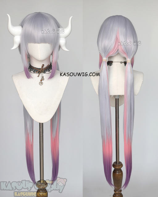 Kobayashi san Chi No Maid Dragon Kanna Kamui silver purple ombre pigtails wig