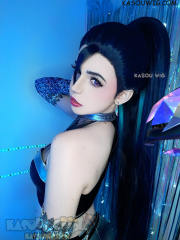 Lace Front >> League of Legends Kaisa The Baddest More version blue teal 120cm long ponytail wig