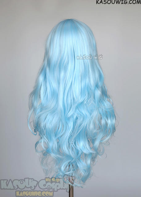 L-3 / KA046 light blue long layers loose waves cosplay wig heat-resistant fiber