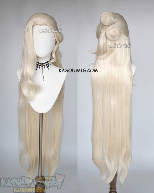 Genshin Impact La Signora 120cm long blonde wig with clip-on buns
