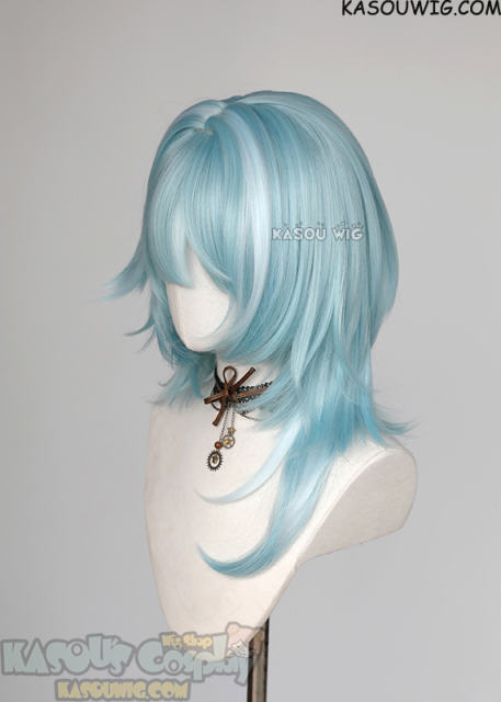 Genshin Impact Eula wig mint icy blue wig with white streaks