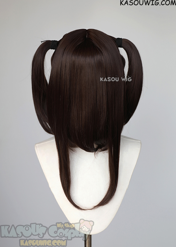 M 2 KA028 Bistre Brown pigtails base wig with long bangs