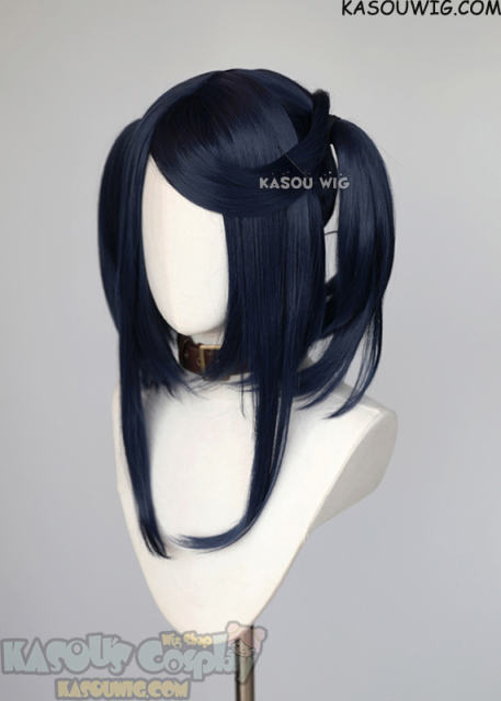 M-2/ SP10 ┇ 50CM / 19.7" dark blue pigtails base wig with long bangs.