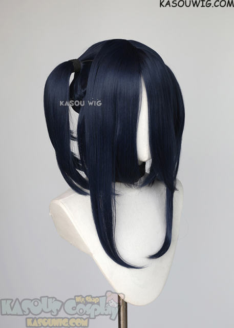 M-2/ SP10 ┇ 50CM / 19.7" dark blue pigtails base wig with long bangs.