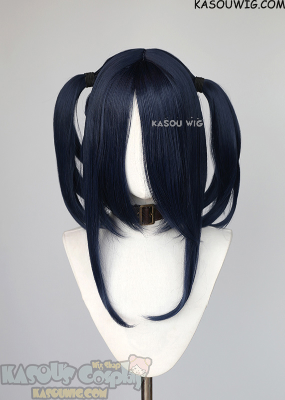 M 2 SP10 deep blue pigtails base wig with long bangs