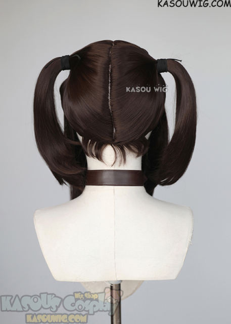 M-2 / KA028 ┇ 50CM / 19.7" Bistre Brown pigtails base wig with long bangs.