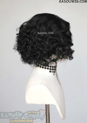 Village Lady Dimitrescu black side-parted curly wig