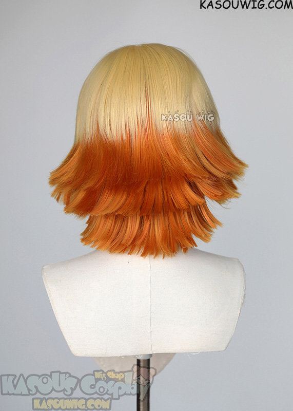 Demon Slayer Agatsuma Zenitsu Cosplay Wig Short Yellow Wigs Synthetic Yellow+Orange
