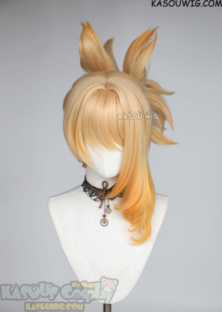 Genshin Impact Yoimiya blonde ponytail wig (dyed orange)