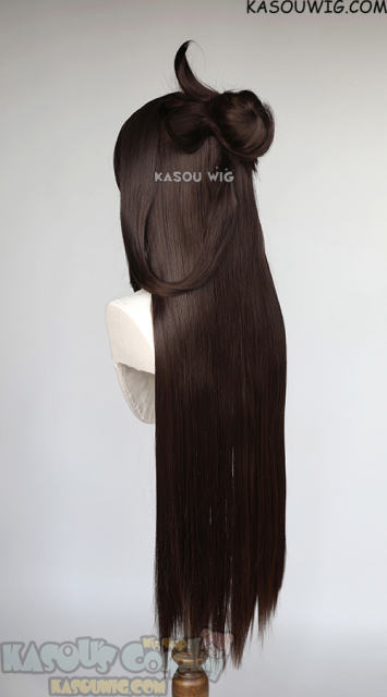 Genshin Impact Beidou 100cm long brown pre-styled wig with a bun