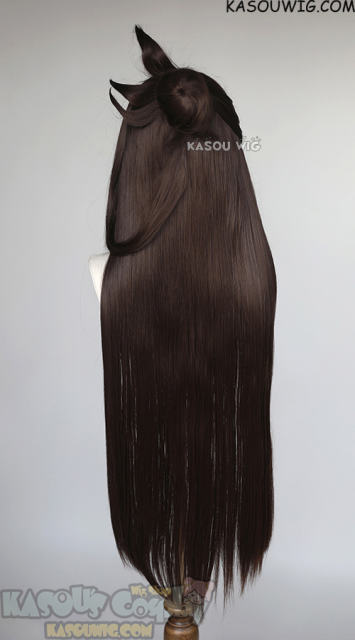 Genshin Impact Beidou 100cm long brown pre-styled wig with a bun