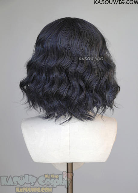 S-4 / SP03 deep blue loose beach waves lolita wig with bangs 35cm