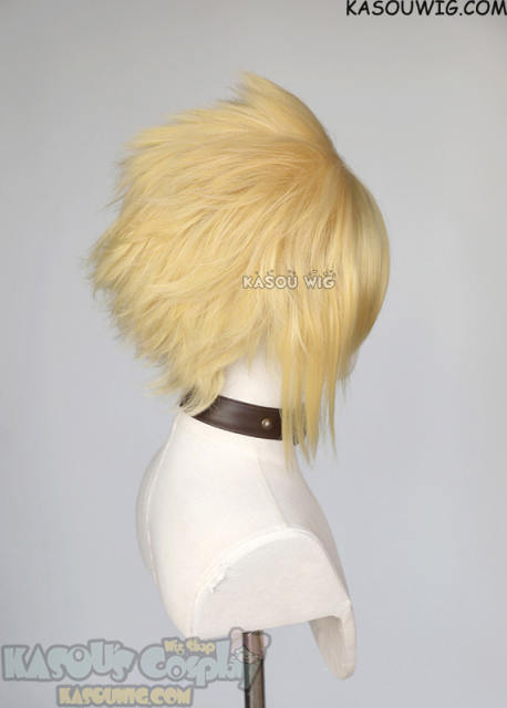 S-5 KA010 31cm/12.2" short light yellow blonde spiky layered cosplay wig