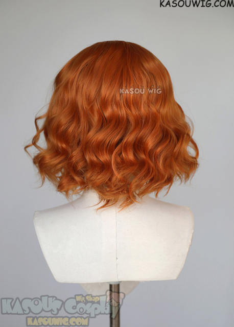 S-4 / KA021 burnt orange loose beach waves lolita wig with bangs 35cm