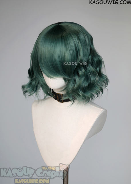 S-4 / KA065 dark olive green loose beach waves lolita wig with bangs 35cm