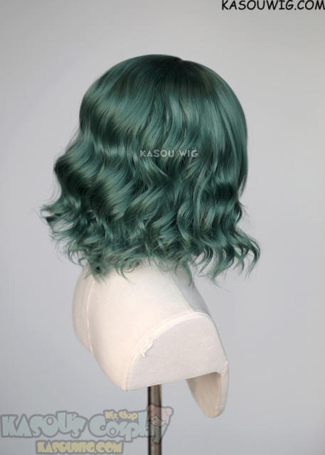 S-4 / KA065 dark olive green loose beach waves lolita wig with bangs 35cm