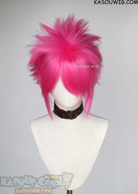 S-5 KA035 31cm/12.2" short  deep pink spiky layered cosplay wig