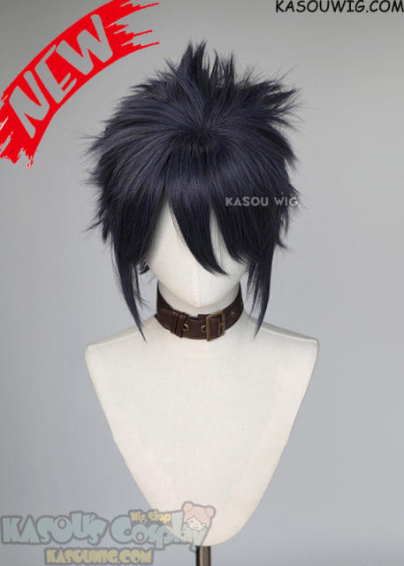 S-5  SP03 31cm/12.2" short deep blue spiky layered cosplay wig