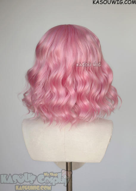 S-4 / KA034 baby pink loose beach waves lolita wig with bangs 35cm