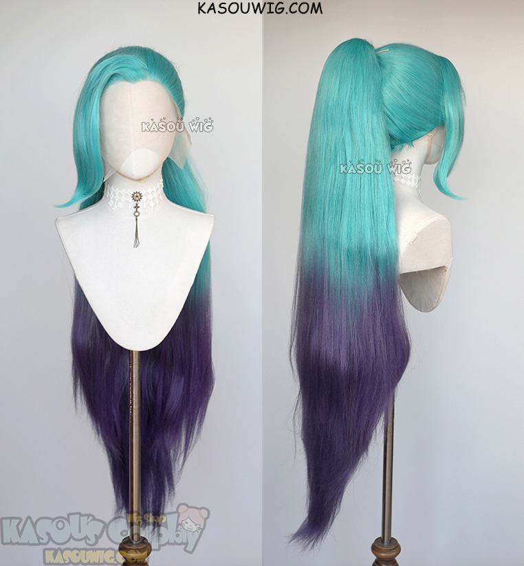 blue and purple lace front wig