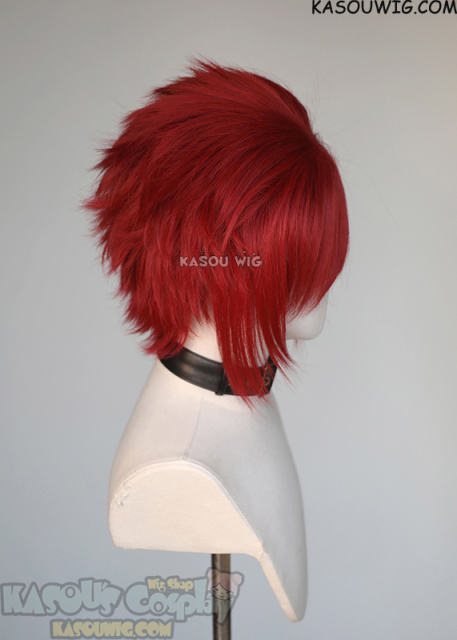 S-5  SP28 31cm/12.2" short crimson red spiky layered cosplay wig