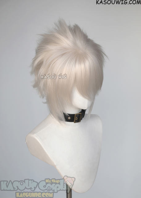 S-5 SP05 31cm/12.2" short pearl white spiky layered cosplay wig