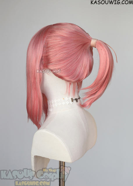 S-3 / KA036 rose pink ponytail base wig with long bangs.