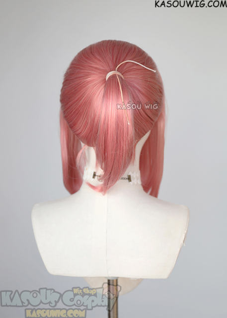 S-3 / KA036 rose pink ponytail base wig with long bangs.