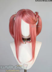 M-2/KA036 ┇ 50CM / 19.7" rose pink pigtails base wig with long bangs