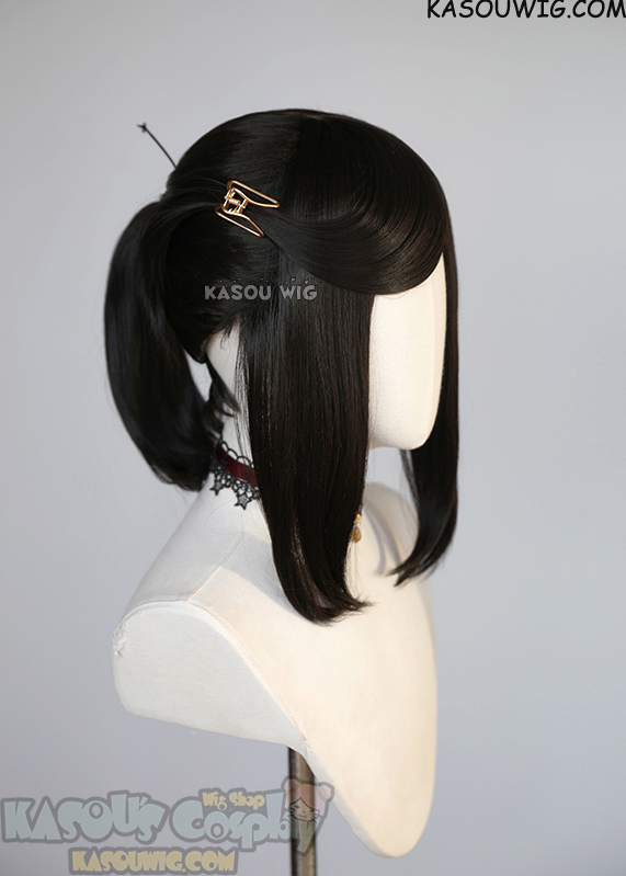 S 3 KA031A natural black ponytail base wig with long bangs S 3