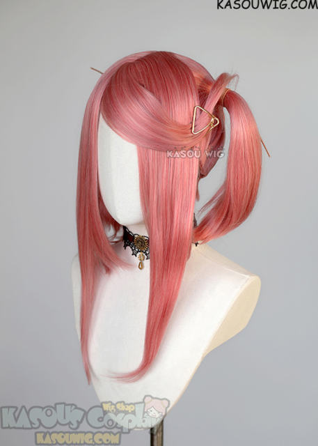 M-2/KA036 ┇ 50CM / 19.7" rose pink pigtails base wig with long bangs