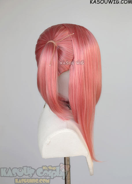 M-2/KA036 ┇ 50CM / 19.7" rose pink pigtails base wig with long bangs