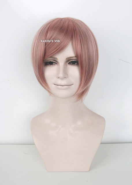 S-2 /  KA037 dusty pink short bob smooth cosplay wig with long bangs