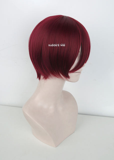 S-2 /  KA043 Carmine red short bob smooth cosplay wig with long bangs