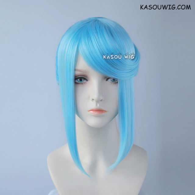 S-3 / KA046 light blue ponytail base wig with long bangs.