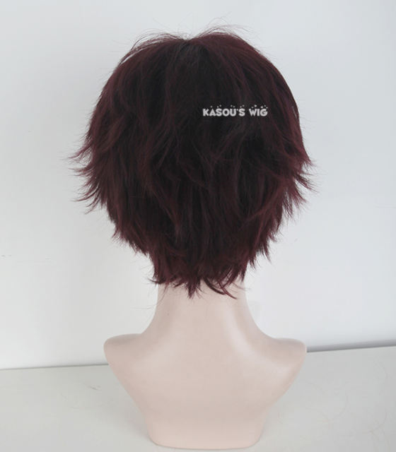 S-1 / KA058>>31cm / 12.2" short dark reddish brown layered wig, easy to style,Hiperlon fiber