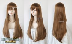 L-2 / KA024  light brown 75cm long straight wig . Hiperlon fiber