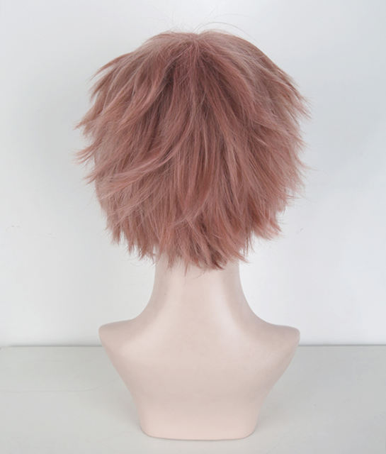 S-1 / KA037 >>31cm / 12.2" short dusty pink layered wig, easy to style,Hiperlon fiber